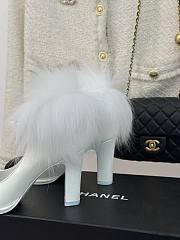 Chanel 23P white ankle strap block heels  - 4