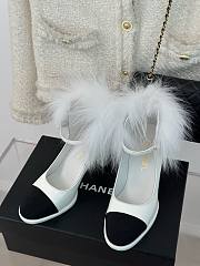 Chanel 23P white ankle strap block heels  - 2