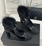 Chanel 23P black ankle strap block heels  - 1