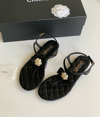 Chanel flower black sandals