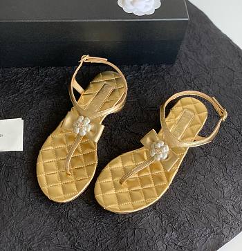 Chanel flower gold sandals