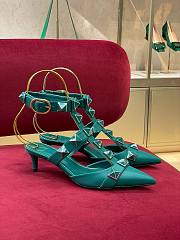 Valentino Garavani Maxi Stud Green Ankle Heels - 1