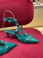 Valentino Garavani Maxi Stud Green Ankle Heels - 6