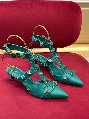 Valentino Garavani Maxi Stud Green Ankle Heels - 5