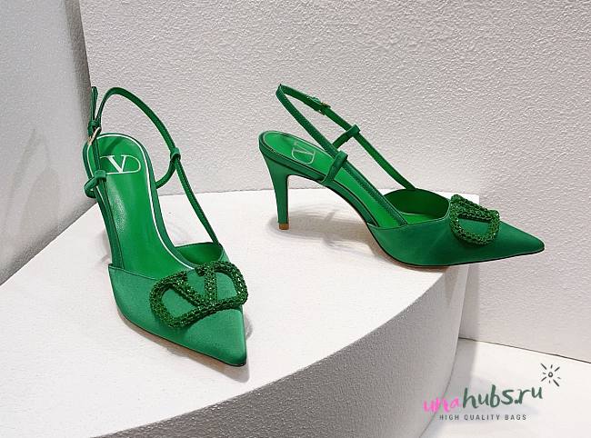 Valentino Vlogo green slingback heels 80mm - 1