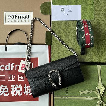 Gucci Dionysus black double flap wallet bag