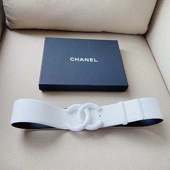Chanel matte CC logo white belt