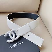 Chanel matte CC logo white belt - 3