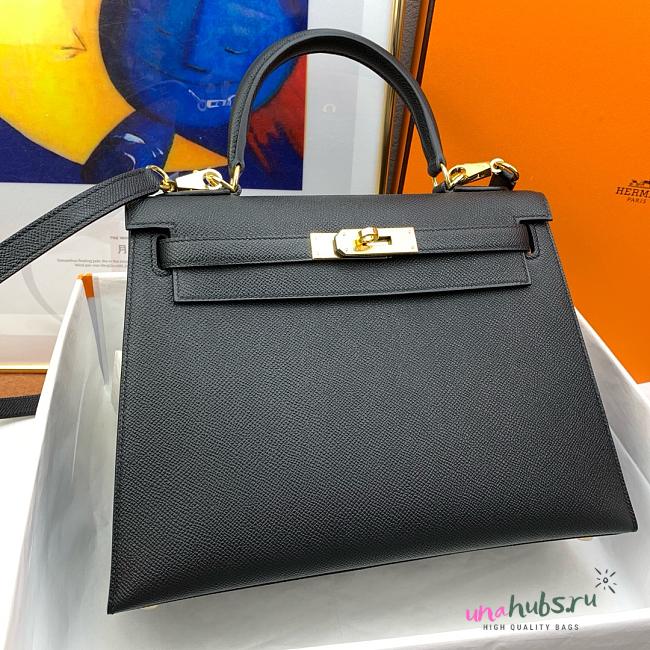 Hermes Kelly 28 epsom black gold hardware bag - 1