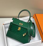 Hermes Kelly Vert Emerald Shiny Alligator Mini 20 Bag - 2