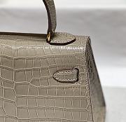 Hermes Kelly Vert Gray Shiny Alligator Mini 20 Bag - 5