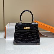 Hermes Kelly Vert Black Shiny Alligator Mini 20 Bag - 1