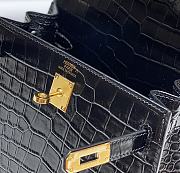 Hermes Kelly Vert Black Shiny Alligator Mini 20 Bag - 3