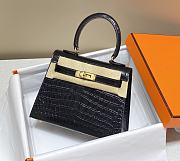 Hermes Kelly Vert Black Shiny Alligator Mini 20 Bag - 4