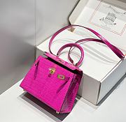 Hermes Kelly Vert Pink Shiny Alligator Mini 20 Bag - 2