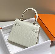 Hermes Kelly Vert White Shiny Alligator Mini 20 Bag - 2