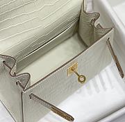 Hermes Kelly Vert White Shiny Alligator Mini 20 Bag - 3