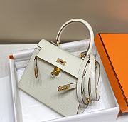 Hermes Kelly Vert White Shiny Alligator Mini 20 Bag - 5