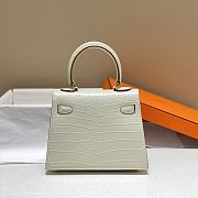 Hermes Kelly Vert White Shiny Alligator Mini 20 Bag - 4