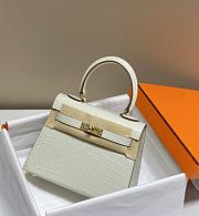 Hermes Kelly Vert White Shiny Alligator Mini 20 Bag - 6