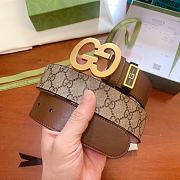 Gucci GG gold monogram brown belt  - 1