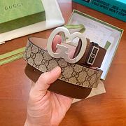 Gucci GG silver monogram brown belt - 5