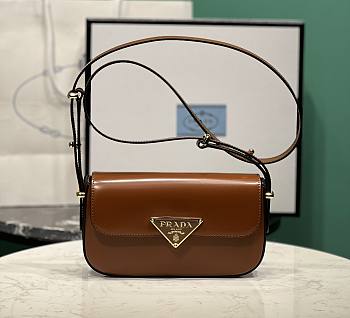 Prada brown leather shoulder bag 1BD339