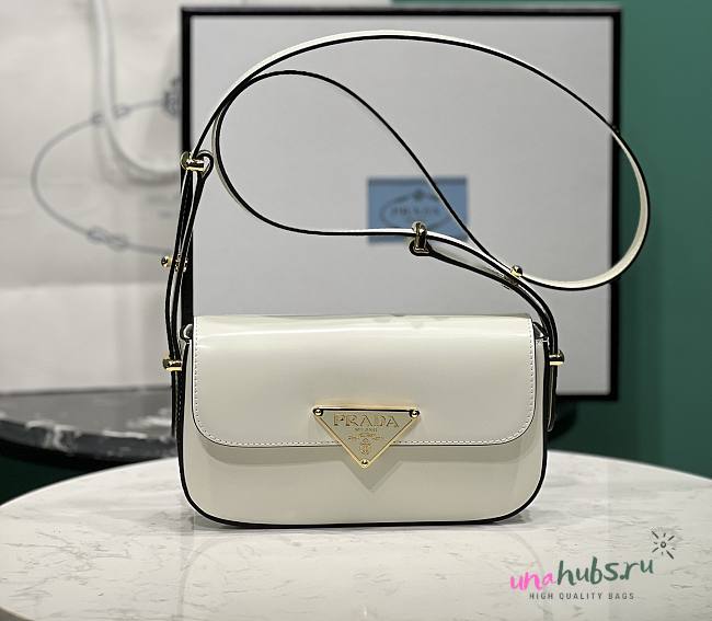 Prada white leather shoulder bag 1BD339 - 1