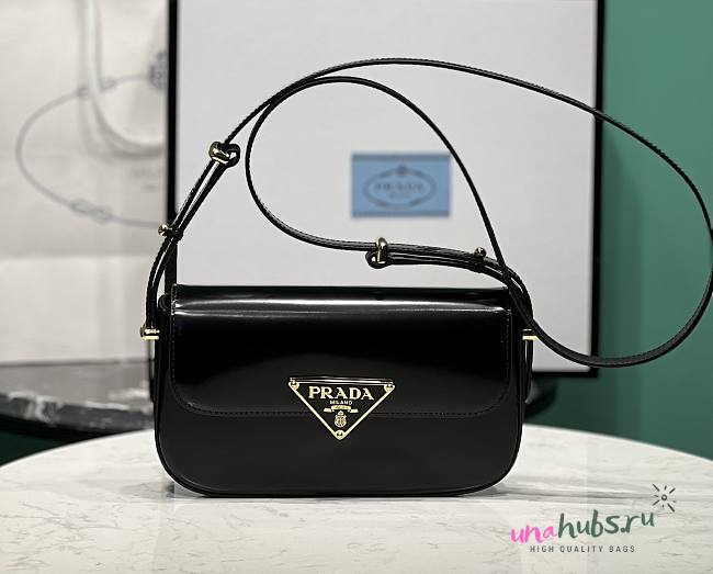 Prada black leather shoulder bag 1BD339 - 1