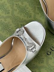 Gucci Horsebit crystal-embellished silver leather mules - 3