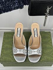 Gucci Horsebit crystal-embellished silver leather mules - 4