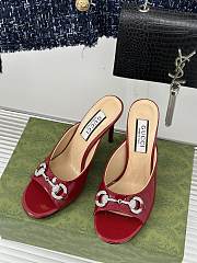 Gucci Horsebit crystal-embellished red leather mules - 3