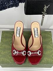 Gucci Horsebit crystal-embellished red leather mules - 4