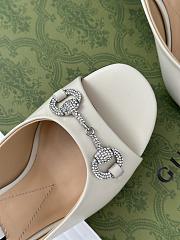 Gucci Horsebit crystal-embellished white leather mules - 6