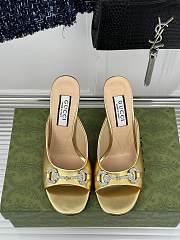 Gucci Horsebit crystal-embellished gold leather mules - 2