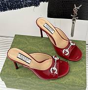 Gucci Horsebit crystal-embellished red leather mules - 1