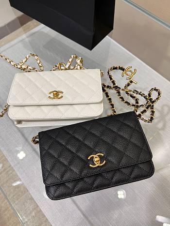 Chanel Woc grained leather black/ white bag