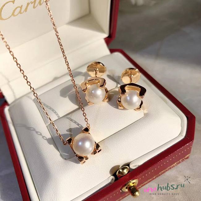 Cartier akoya pearl C de set ( necklace + earings) - 1