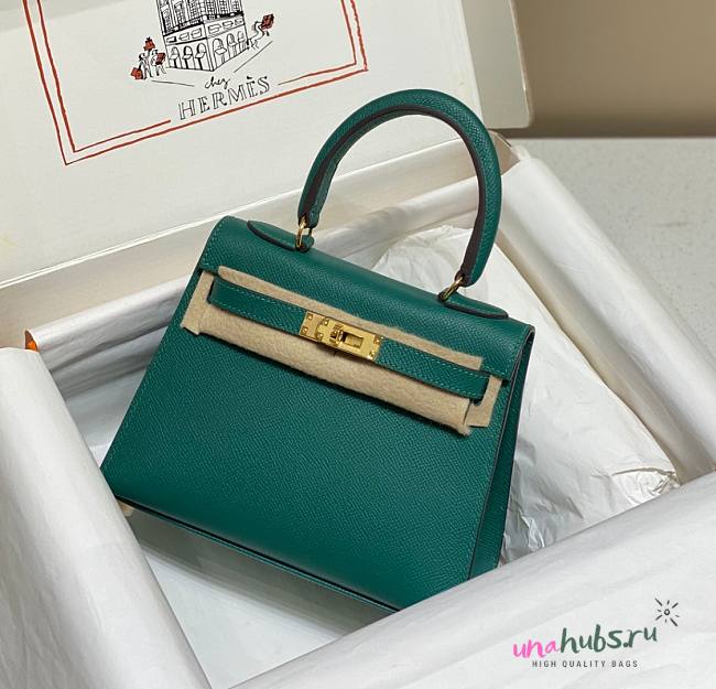 Hermes Kelly Vert Green Epsom Mini 20 Bag - 1