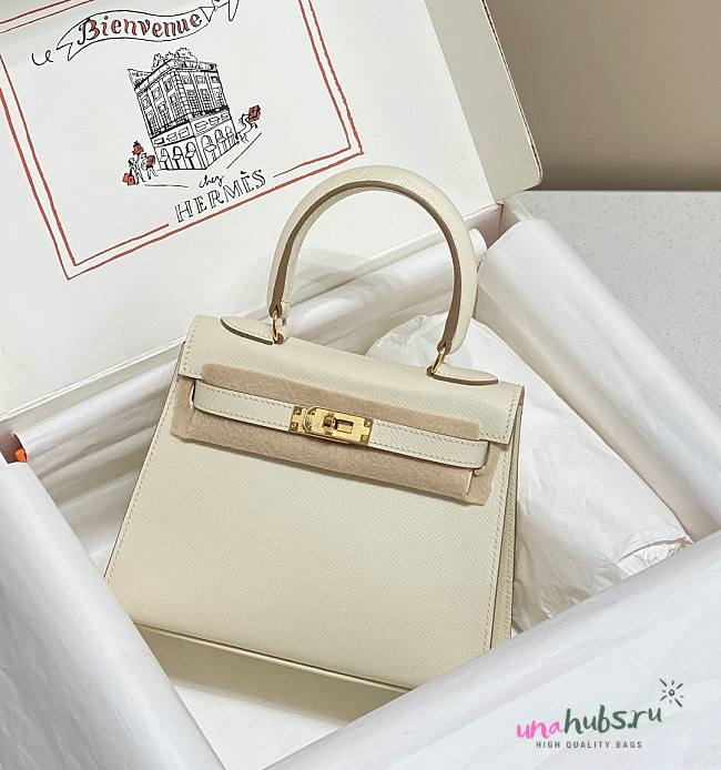 Hermes Kelly Vert White Epsom Mini 20 Bag - 1