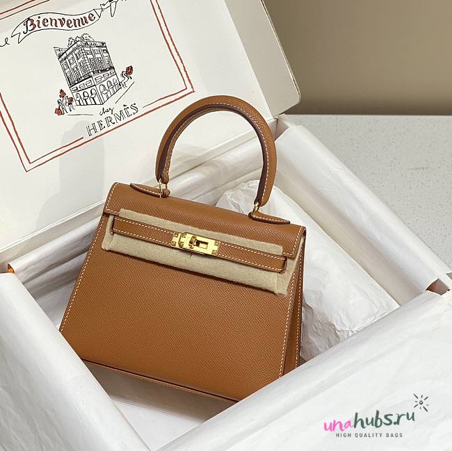 Hermes Kelly Vert Brown Epsom Mini 20 Bag - 1