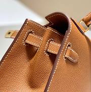 Hermes Kelly Vert Brown Epsom Mini 20 Bag - 4