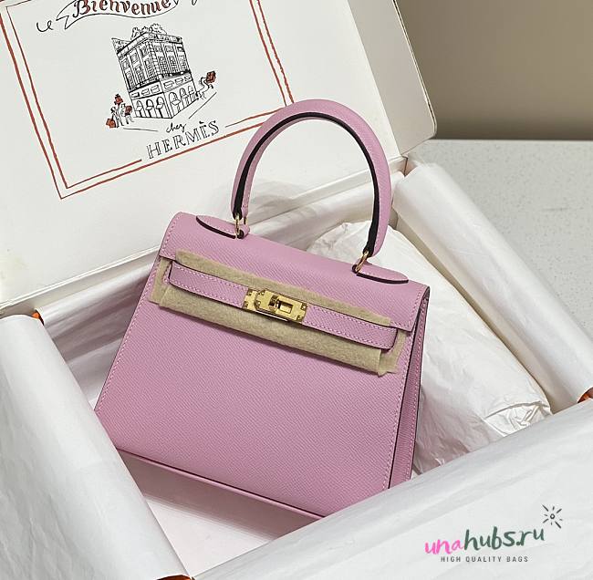 Hermes Kelly Vert Pink Epsom Mini 20 Bag - 1