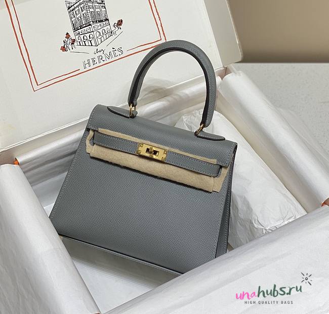 Hermes Kelly Vert Gray Epsom Mini 20 Bag - 1