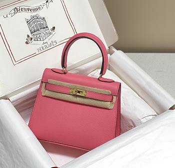 Hermes Kelly Vert Very Pink Epsom Mini 20 Bag