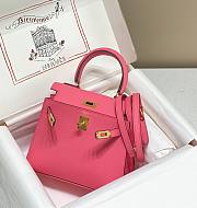 Hermes Kelly Vert Very Pink Epsom Mini 20 Bag - 5