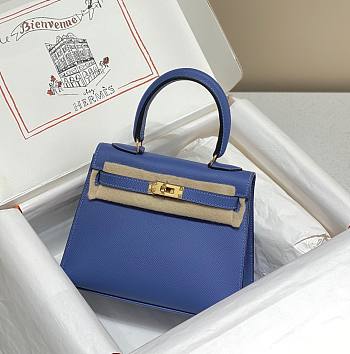 Hermes Kelly Vert Blue Epsom Mini 20 Bag