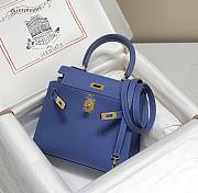 Hermes Kelly Vert Blue Epsom Mini 20 Bag - 2