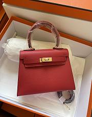 Hermes Kelly Vert Bright Red Epsom Mini 20 Bag  - 1