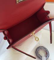 Hermes Kelly Vert Bright Red Epsom Mini 20 Bag  - 6